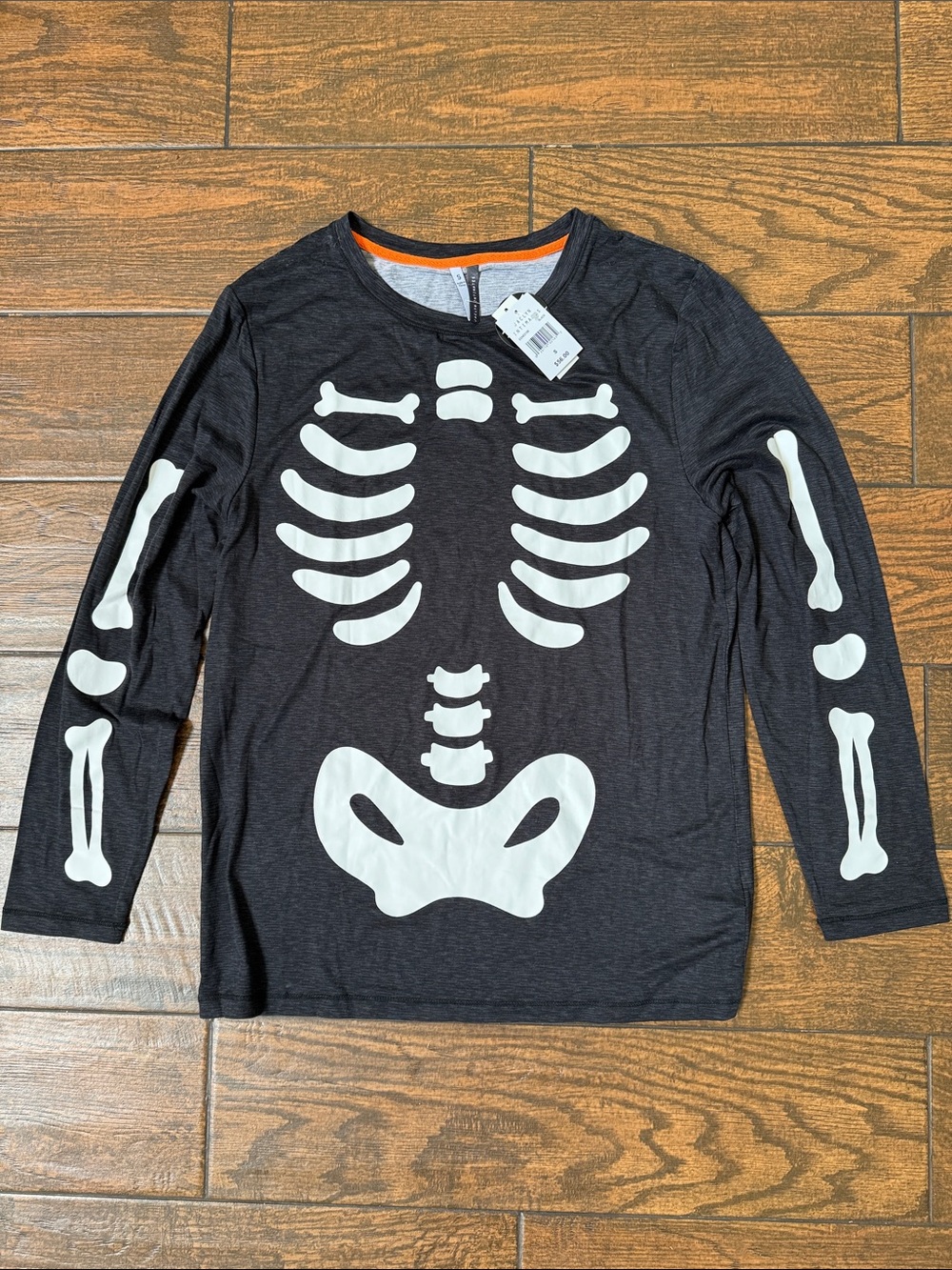 Halloween Jaclyn Intimates Black/White Chest/Arms Bones Skeleton Costume PJ Top